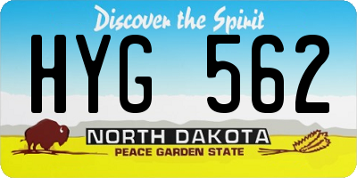 ND license plate HYG562