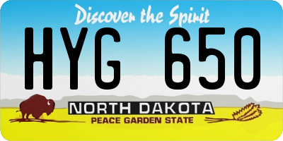 ND license plate HYG650