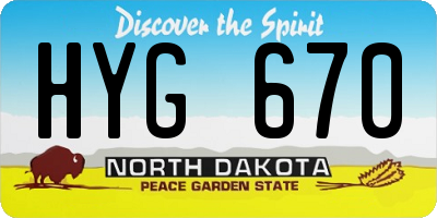 ND license plate HYG670
