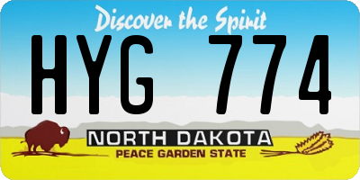 ND license plate HYG774