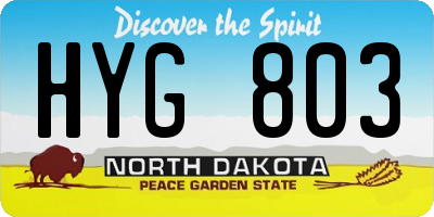 ND license plate HYG803