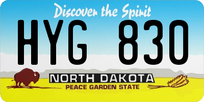 ND license plate HYG830