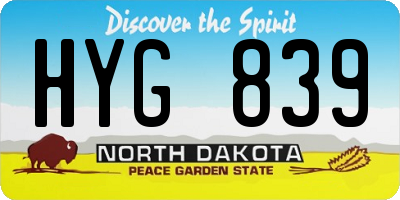 ND license plate HYG839