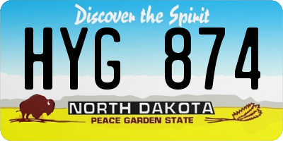 ND license plate HYG874