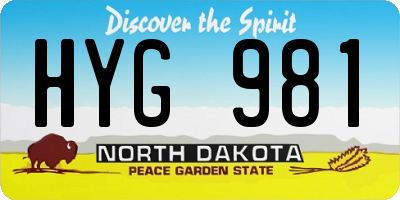 ND license plate HYG981