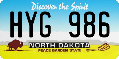 ND license plate HYG986
