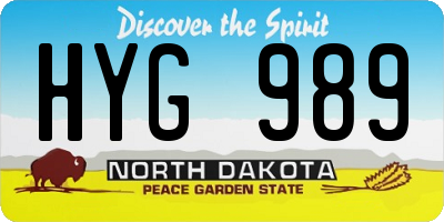 ND license plate HYG989
