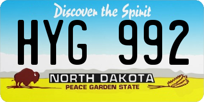 ND license plate HYG992