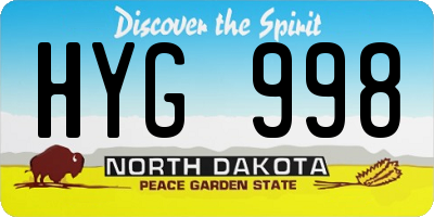 ND license plate HYG998