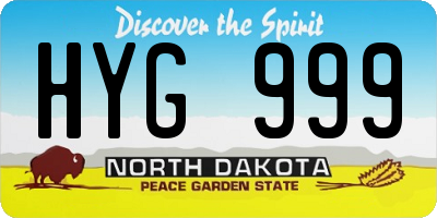 ND license plate HYG999
