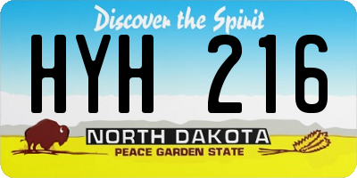 ND license plate HYH216