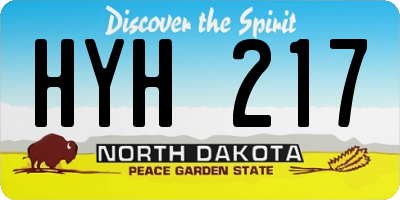 ND license plate HYH217