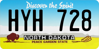 ND license plate HYH728