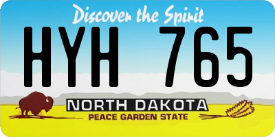 ND license plate HYH765