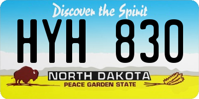 ND license plate HYH830