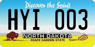 ND license plate HYI003