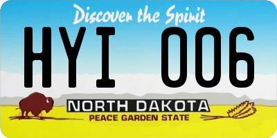 ND license plate HYI006