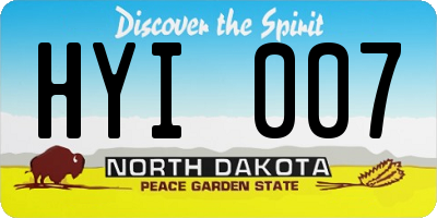 ND license plate HYI007