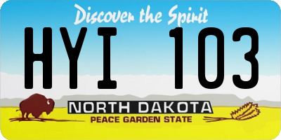 ND license plate HYI103