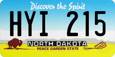 ND license plate HYI215