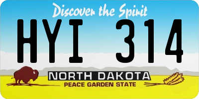 ND license plate HYI314