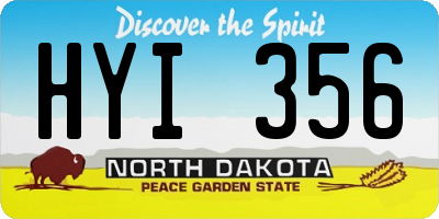 ND license plate HYI356