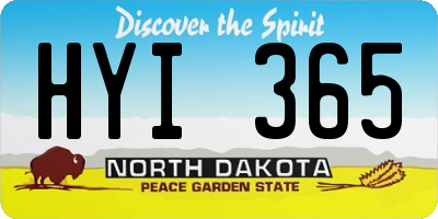 ND license plate HYI365