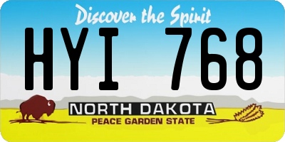 ND license plate HYI768
