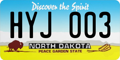 ND license plate HYJ003