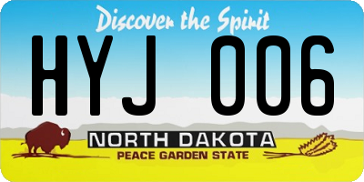 ND license plate HYJ006