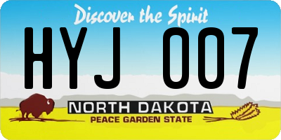 ND license plate HYJ007