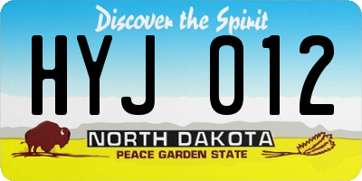 ND license plate HYJ012