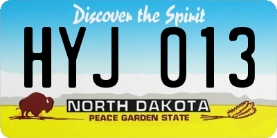 ND license plate HYJ013