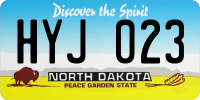 ND license plate HYJ023