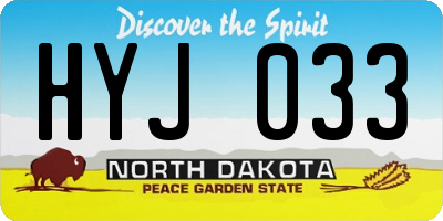 ND license plate HYJ033