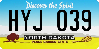 ND license plate HYJ039