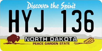 ND license plate HYJ136