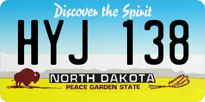 ND license plate HYJ138
