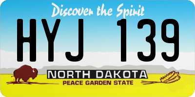 ND license plate HYJ139