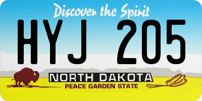 ND license plate HYJ205