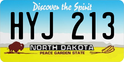 ND license plate HYJ213