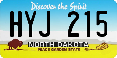 ND license plate HYJ215