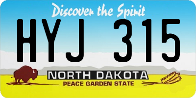 ND license plate HYJ315