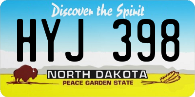 ND license plate HYJ398