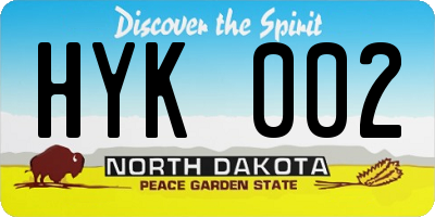 ND license plate HYK002