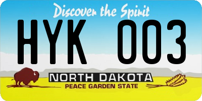 ND license plate HYK003