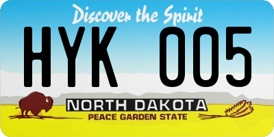 ND license plate HYK005