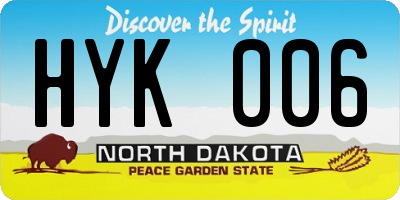 ND license plate HYK006