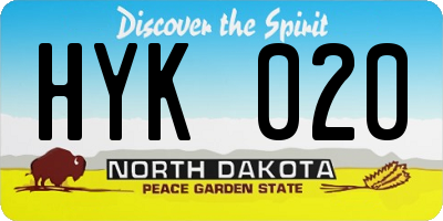 ND license plate HYK020