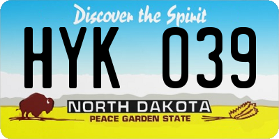ND license plate HYK039